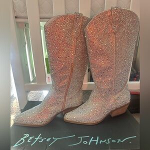 Dallas Rhinestone Betsey Johnson Boots ! NEVER WORN
